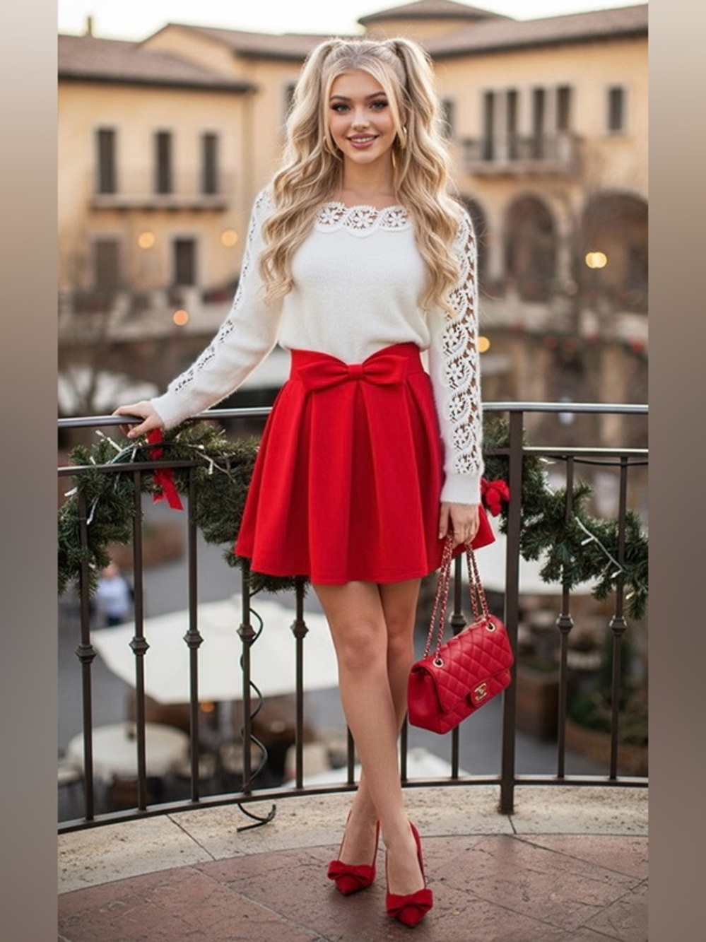 Chicwish, SWEET YOUR HEART BOWKNOT PLEATED SKIRT IN RUBY!